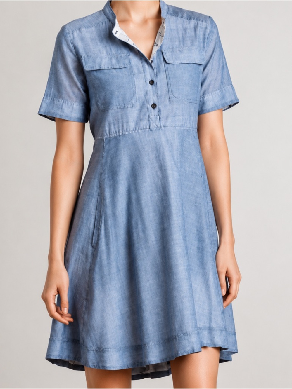 Anthropologie Holding Horses Chambray Cotton Dress Blue Size 10 Like New